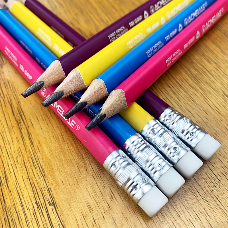 ACMELIAE 2B Jumbo Mini Pencil with eraser in triangular Specification drawing