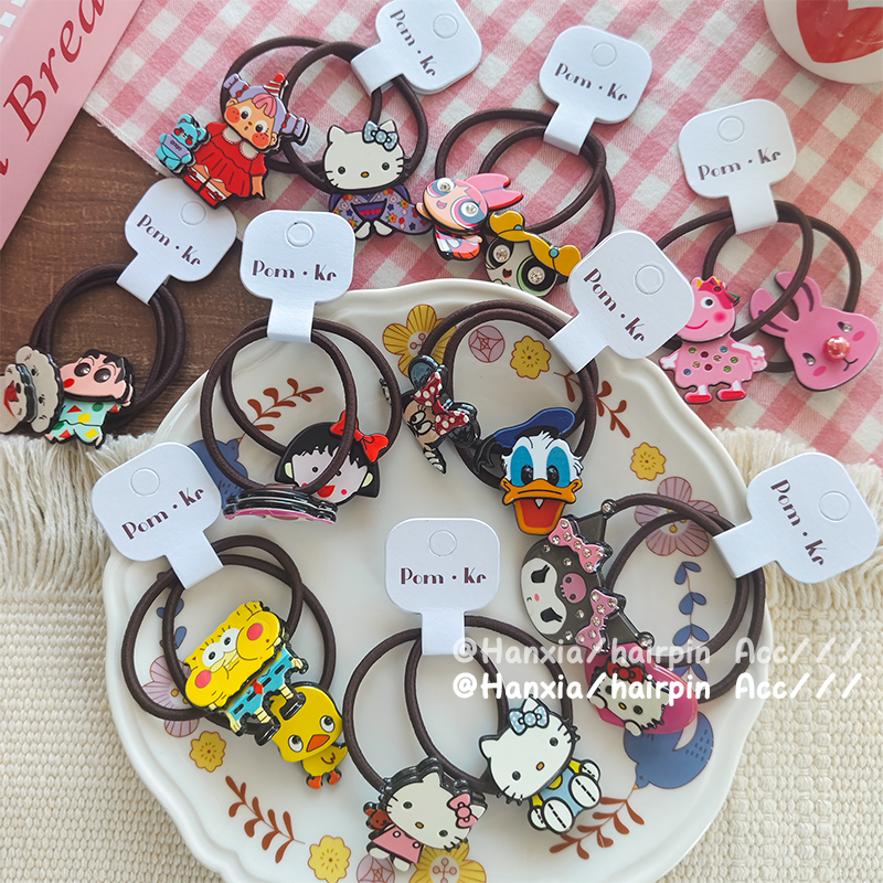 New cute children's versatile acetate hair bands, cartoon pattern hair ties, high-elasticity ponytail hair bands, hair accessories and headwear Item Picture