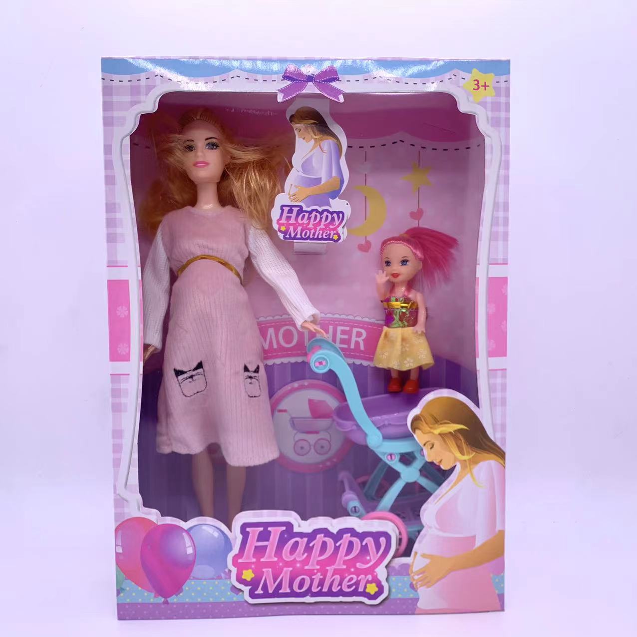 New foreign trade doll high-end princess doll toys girls love limbs wrist movable window box 11.5 inch solid pregnant woman Barbie birthday gift set dress up home wine set toy A