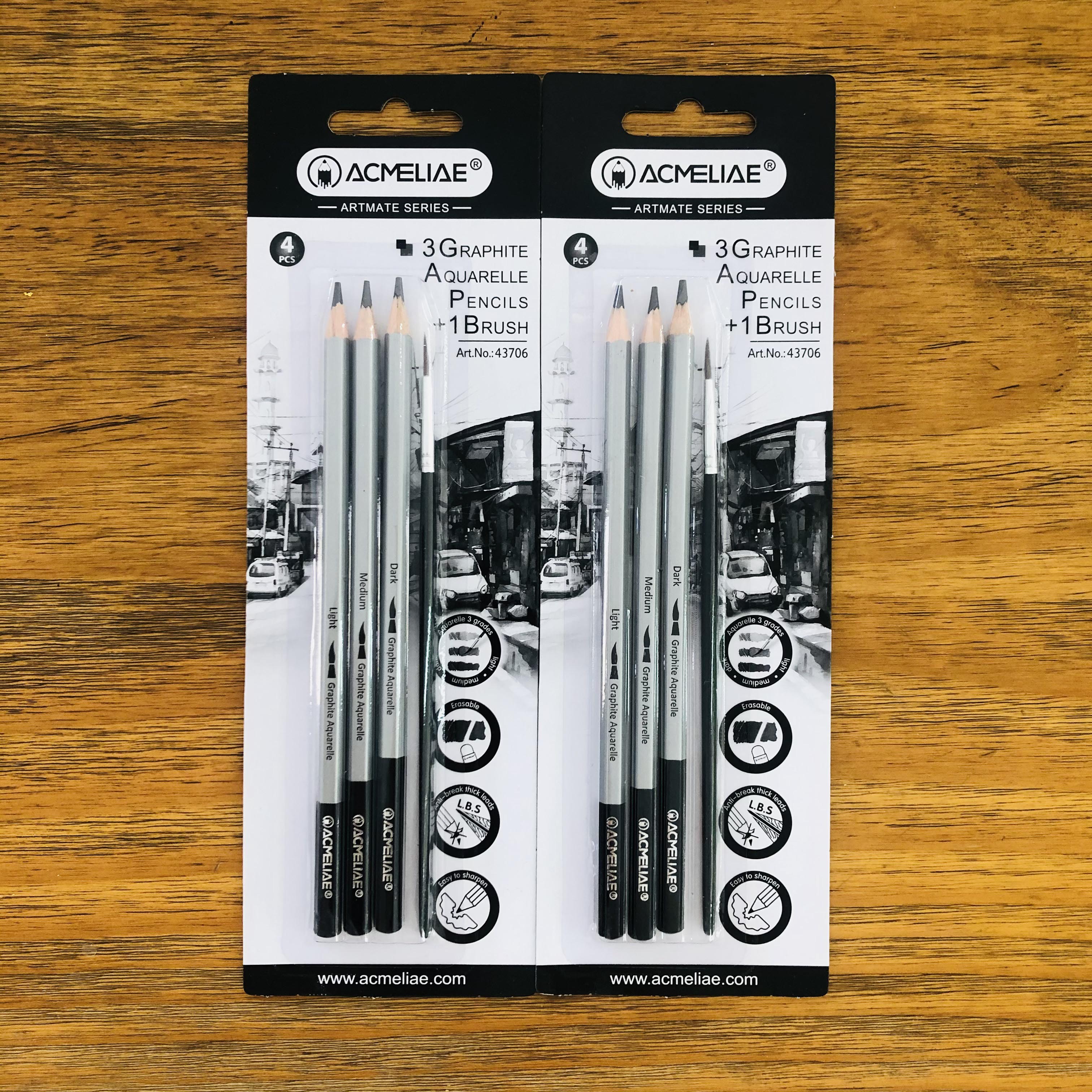 ACMELIAE 3 Graphite Aquarelle Pencils+1 Brush full figure