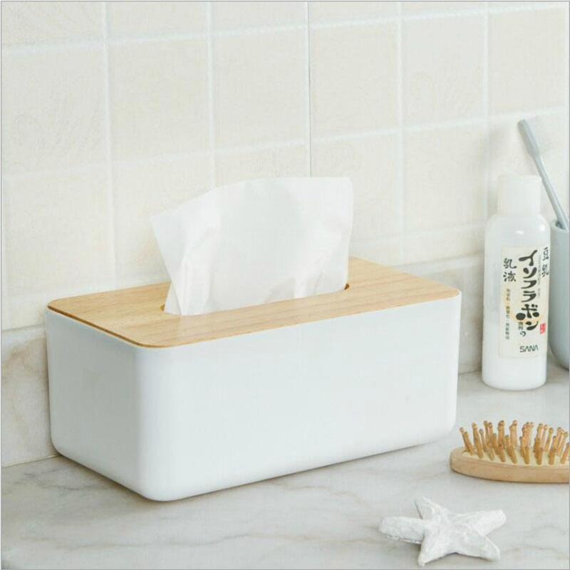 Japanese-style household items: desktop tissue box, wooden tissue box, bathroom car plastic napkin tissue storage box Specification image