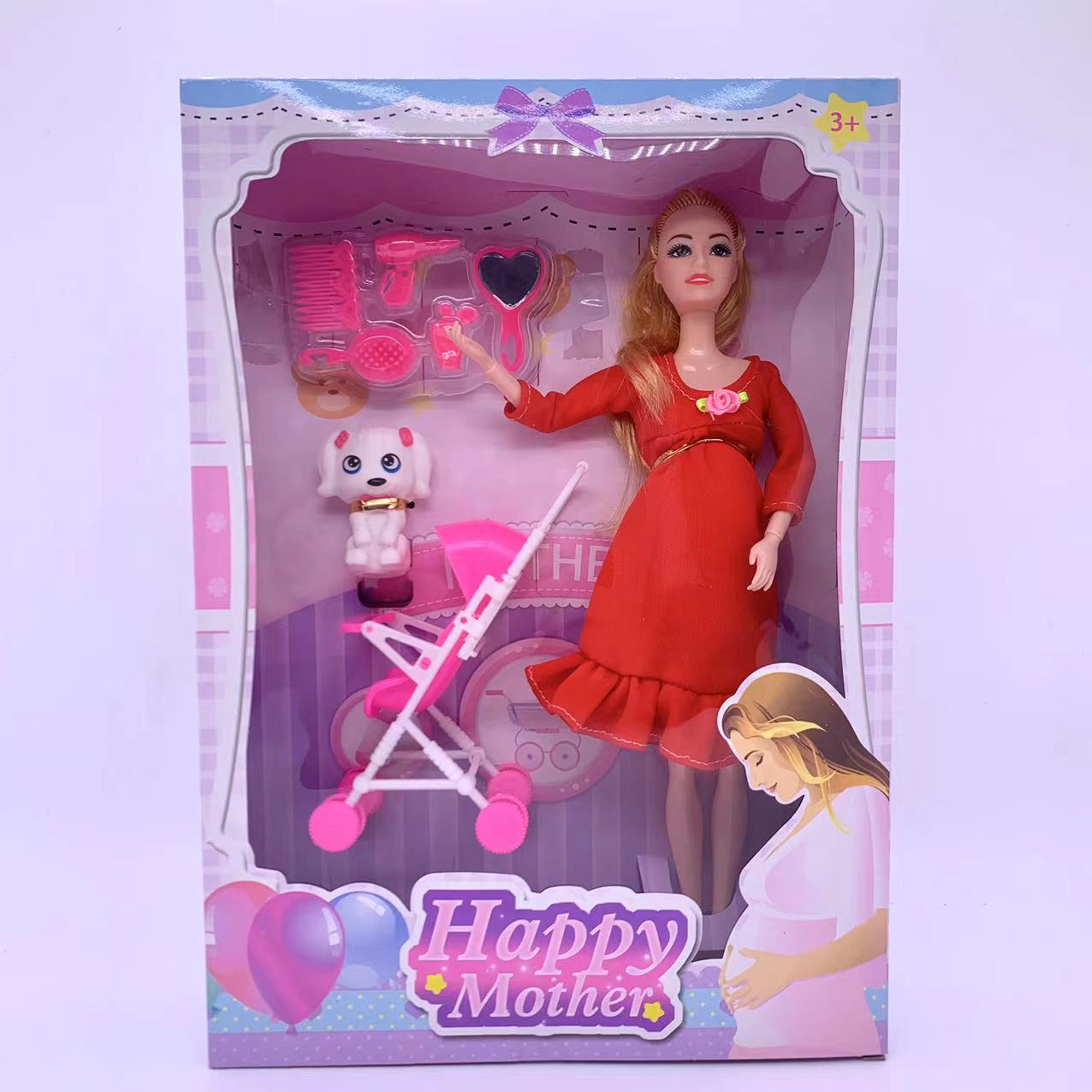 New foreign trade doll high-end princess doll toys girls love limbs wrist movable window box 11.5 inch solid pregnant woman Barbie birthday gift set dress up home wine set toy A5