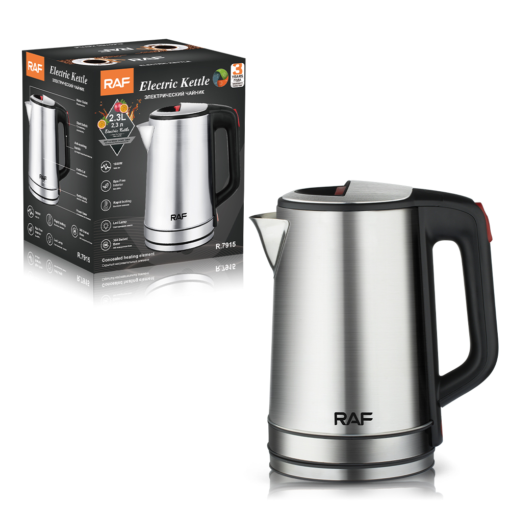 RAF European standard cross-border electric kettle, quick boiling kettle, 304 stainless steel electric kettle, high power 2.3LR.7915 details Picture