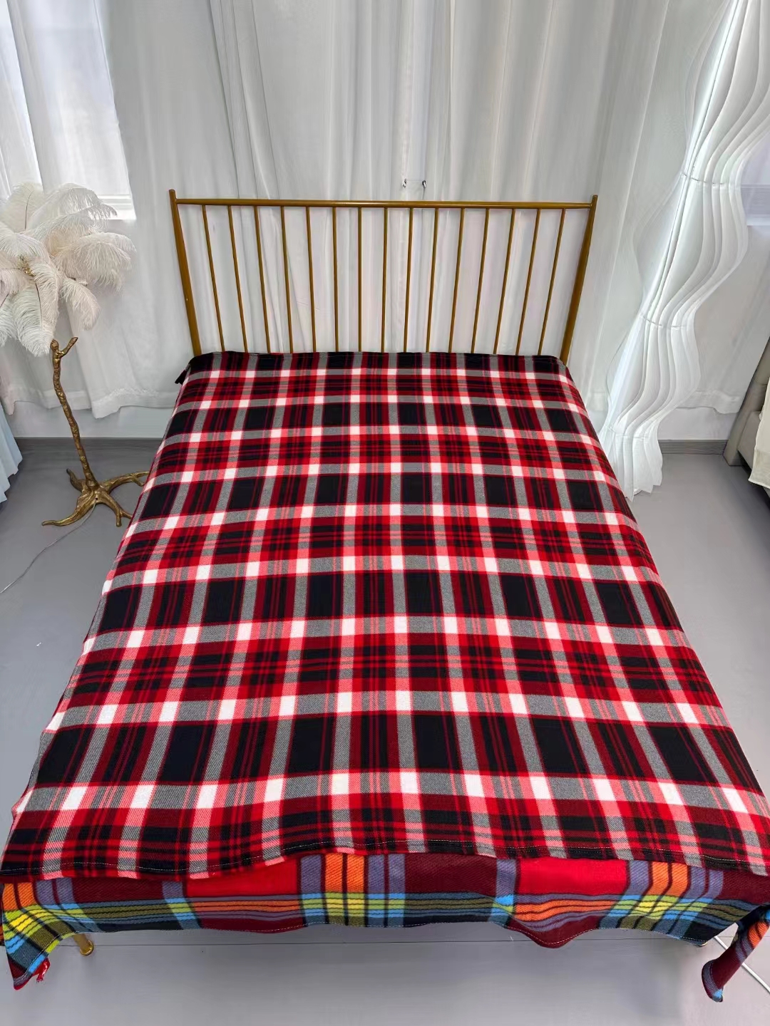 Factory wholesale flannel printed checkered velvet blankets, casual blankets, sofa blankets, nap shawl blankets, DB home textile velvet flannel blankets details Picture