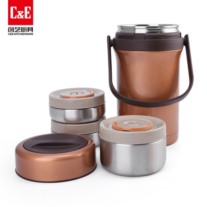 C&E Creative Vacuum pot 2.2L large capacity insulated box, multi-functional insulated pot, stainless steel insulated bucket, kitchenware, household Specification image