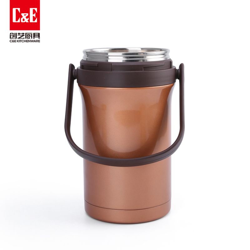 C&E Creative Vacuum pot 2.2L large capacity insulated box, multi-functional insulated pot, stainless steel insulated bucket, kitchenware, household details Picture