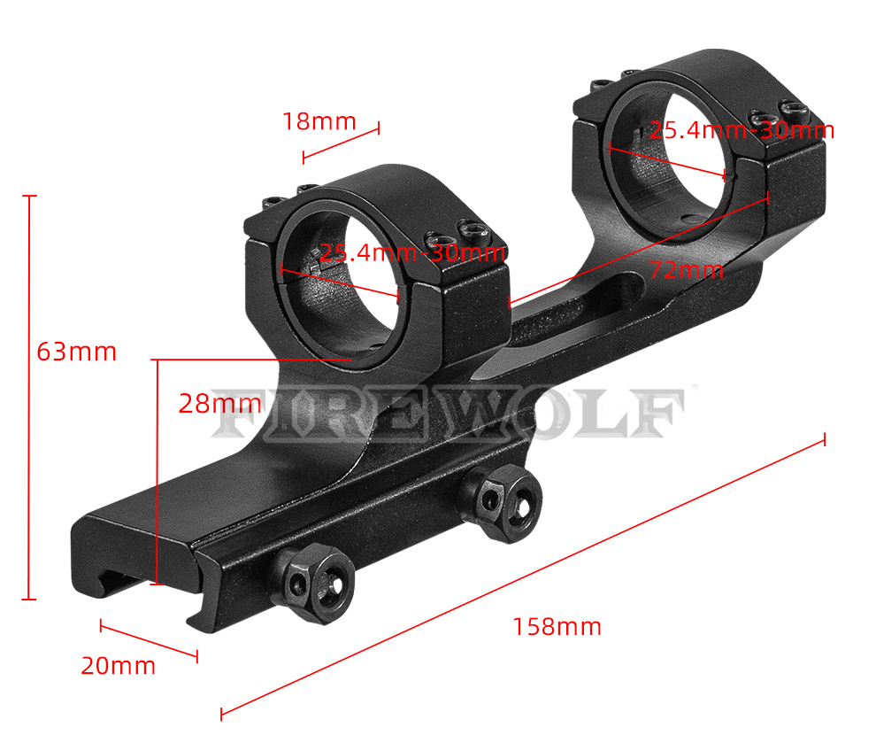 41053 火狼新款30MM连体瞄夹瞄准镜支架红点全息带内圈25.4MM/30MM通用详情4