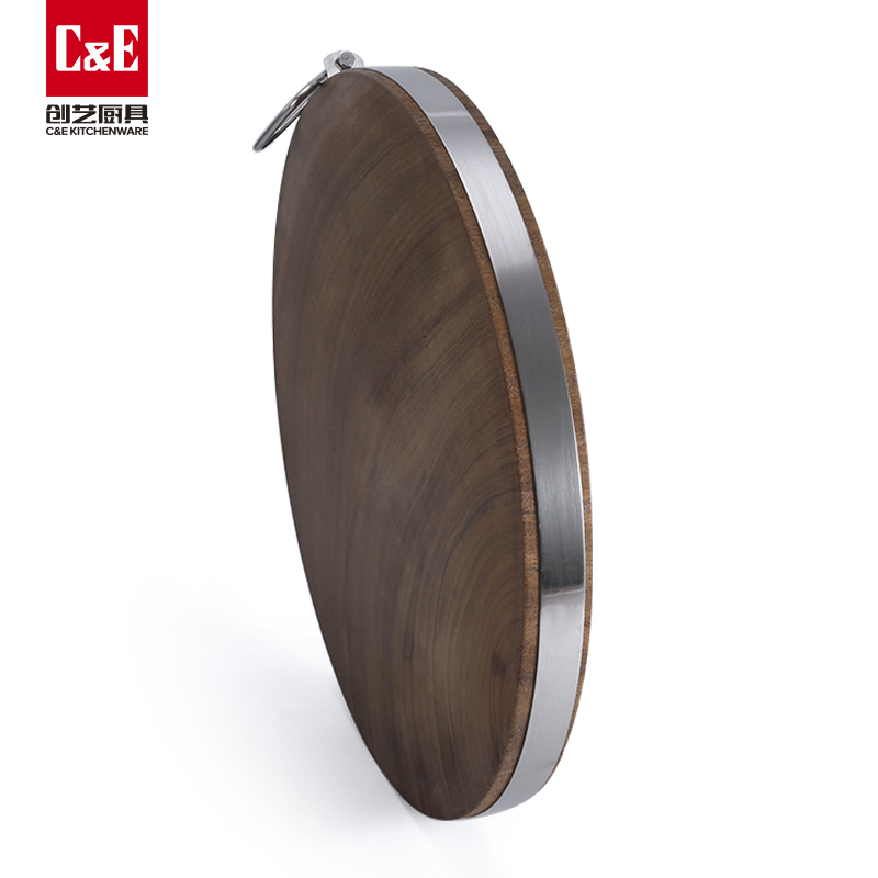 C&E Creative Ebony round cutting board, 36CM, double-sided usable cutting board, portable storage, hanging cutting board, kitchenware, home use Item Picture