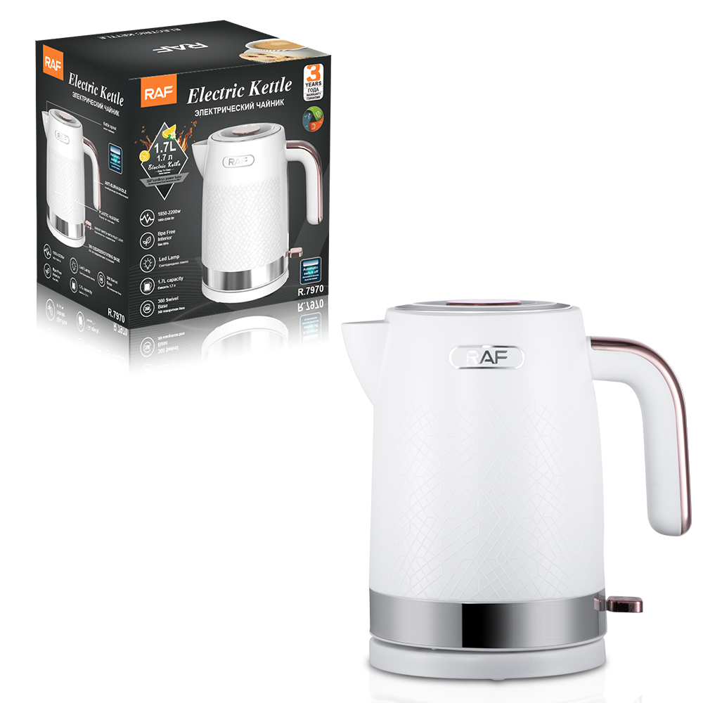 RAF European standard wholesale 1.7L stainless steel inner liner electric kettle, quick kettle heating, household automatic power-off kettle R.7970 details Picture