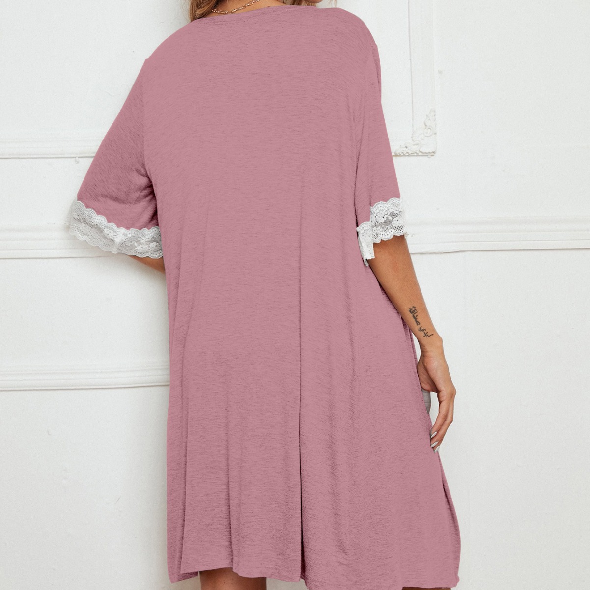 YANNI European and American style home wear set, sexy lace lace V-neck halter dress, summer pajamas, outerwear, two-piece set, pajamas, cross-border trade nightgown Application Scenario