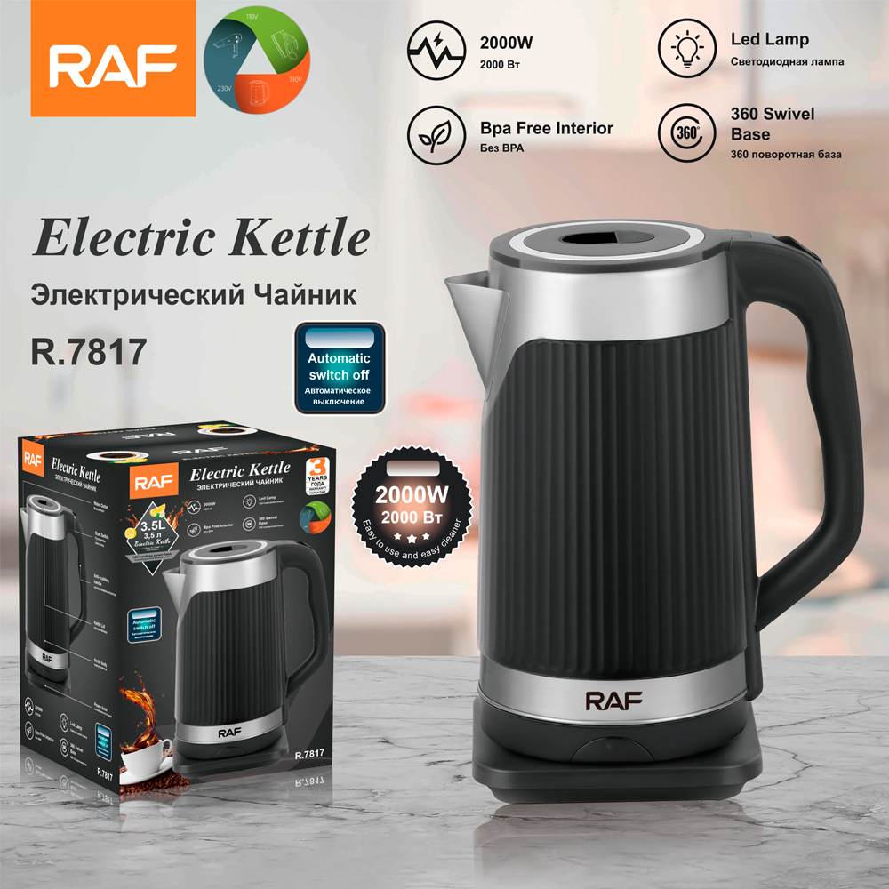 RAF European standard cross-border stainless steel 3.5L electric kettle, automatic large-capacity multi-functional kettle, overheat protection R.7817 pic 5
