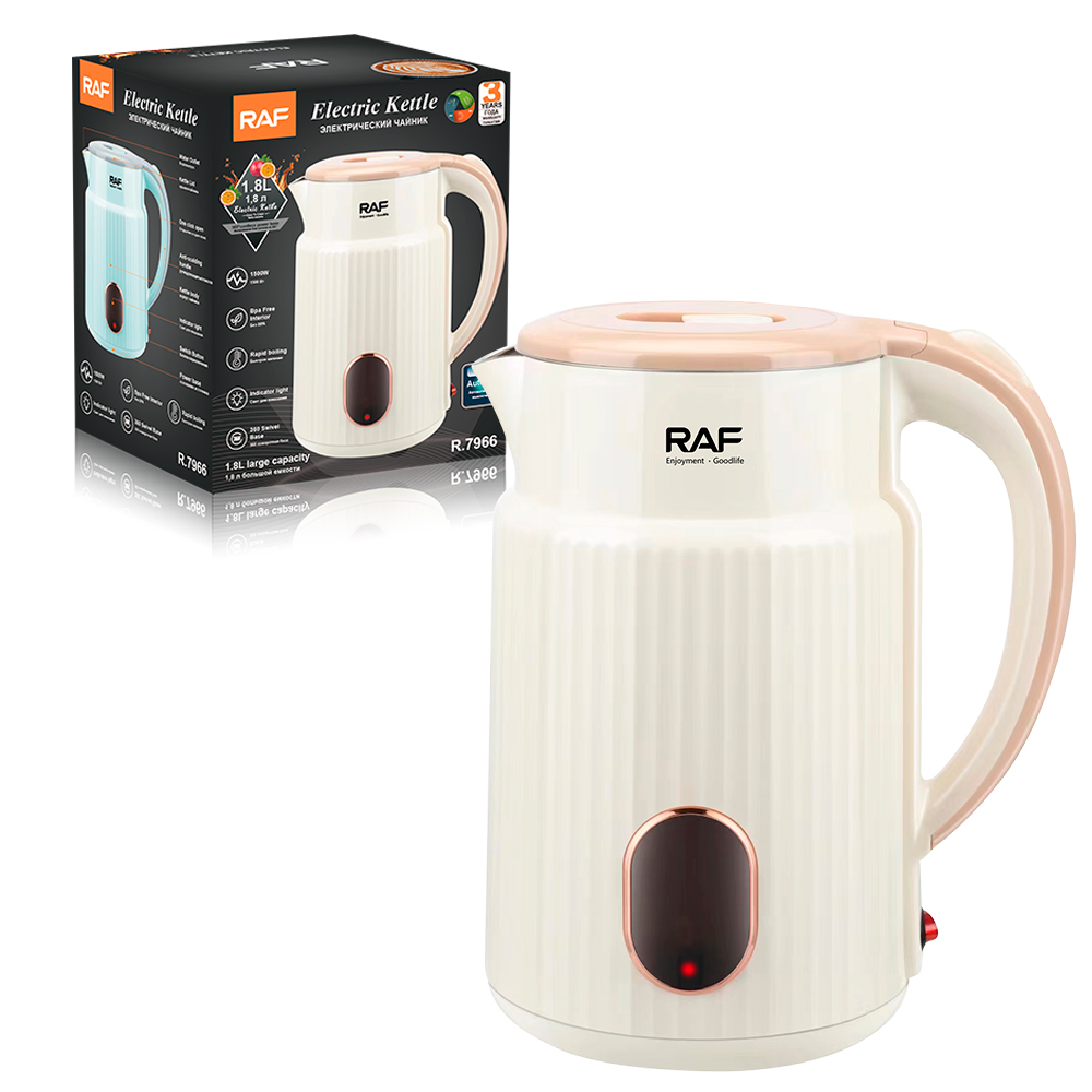 RAF European standard cross-border electric kettle, household insulated kettle, 1.8L, automatic power-off, large-capacity kettle, visible R.7966 details Picture