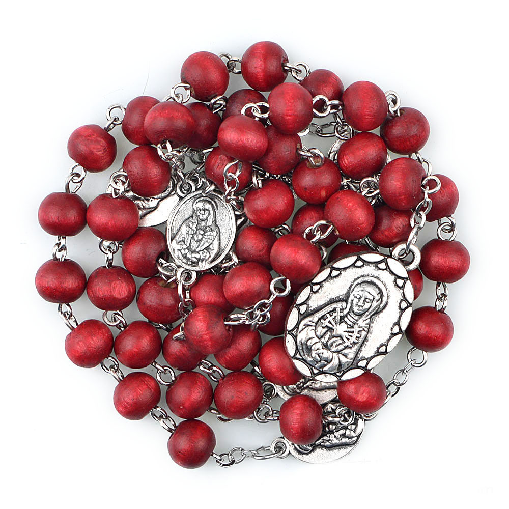 Red rosewood rose-scented pearl curved needle bead necklace card packaging Specification image
