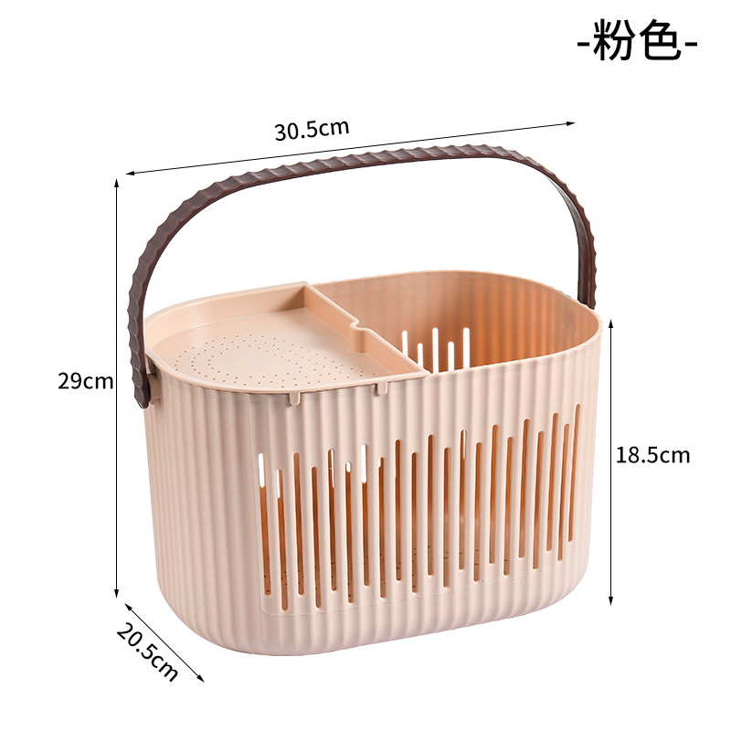 K03-8028 Bathroom Storage Blue Hand-held Bathroom Blue Fruit and Vegetable Storage Blue Draining Blue Multi-functional storage basket hand-held frame Item Picture