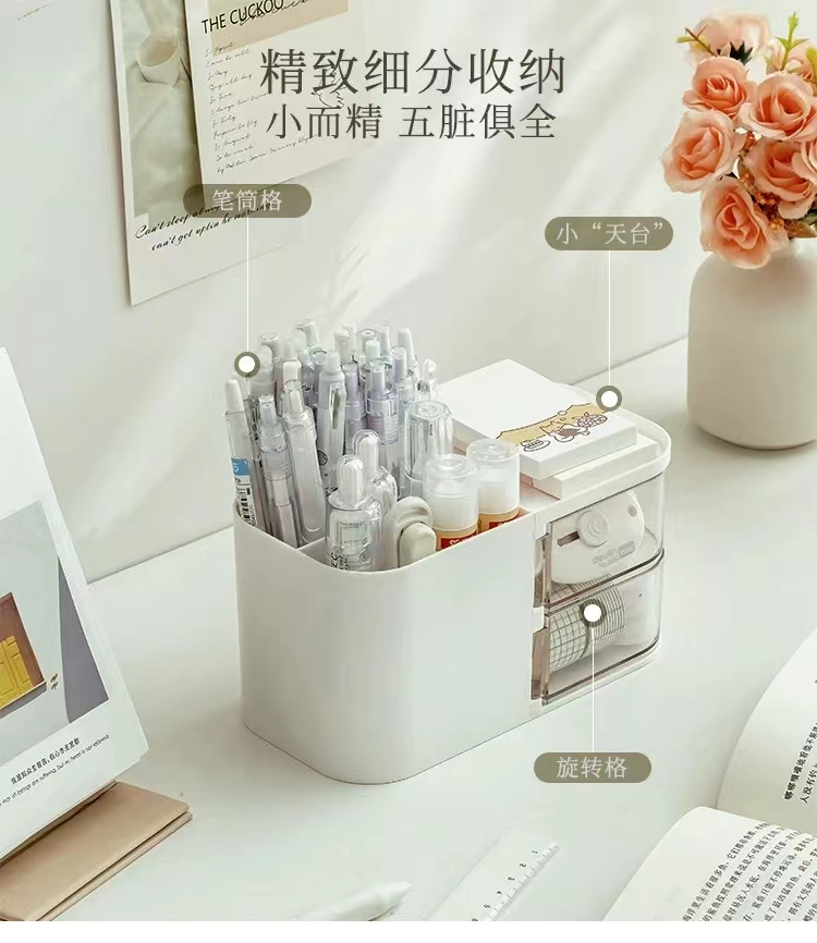 Q35-QY7167 slanting pen holder storage box, student desk, stationery and sundries rack, office drawer type detail image 1