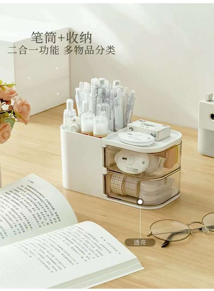 Q35-QY7167 slanting pen holder storage box, student desk, stationery and sundries rack, office drawer type detail image 3