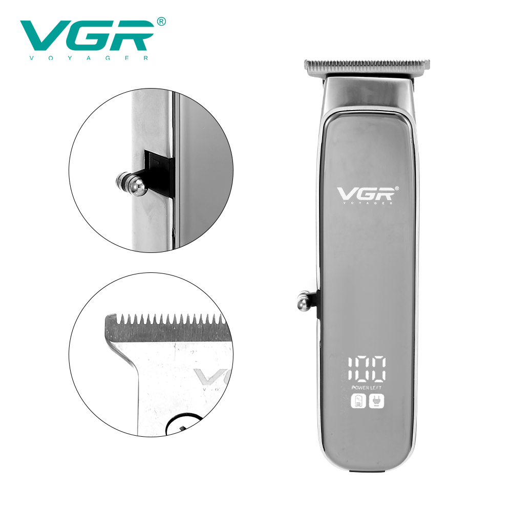 VGR909 2-in-1 digital oil head electric clipper USB charging household portable and simple metal electric hair clipper details Picture