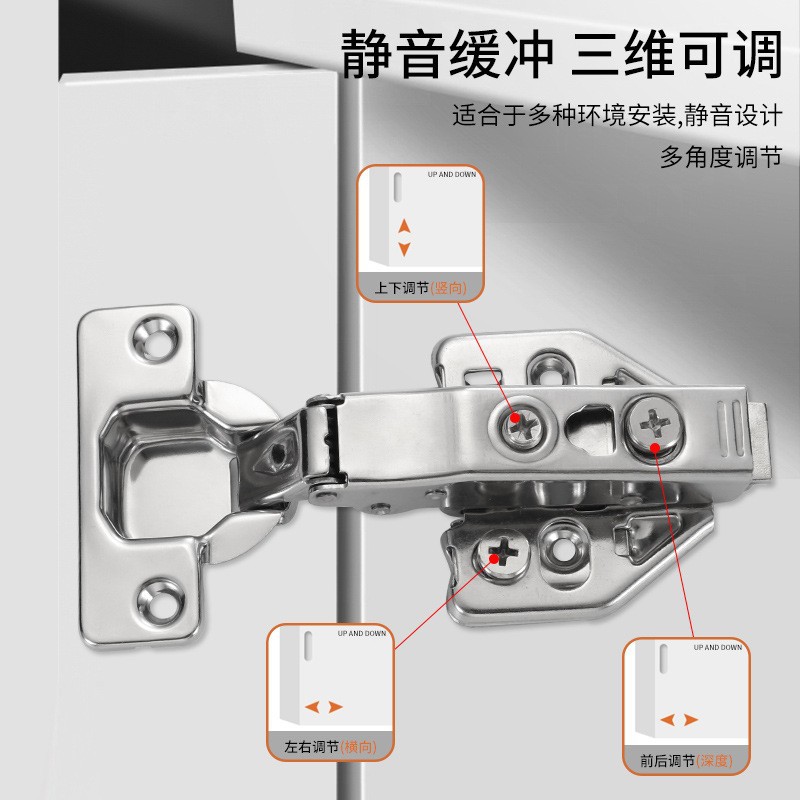 三维铰链3D调节液压阻尼静音缓冲加厚脱卸衣橱柜门五金家具配件3D铰链家装小五金柜子五金配件详情图6