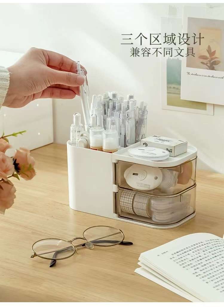 Q35-QY7167 slanting pen holder storage box, student desk, stationery and sundries rack, office drawer type detail image 5
