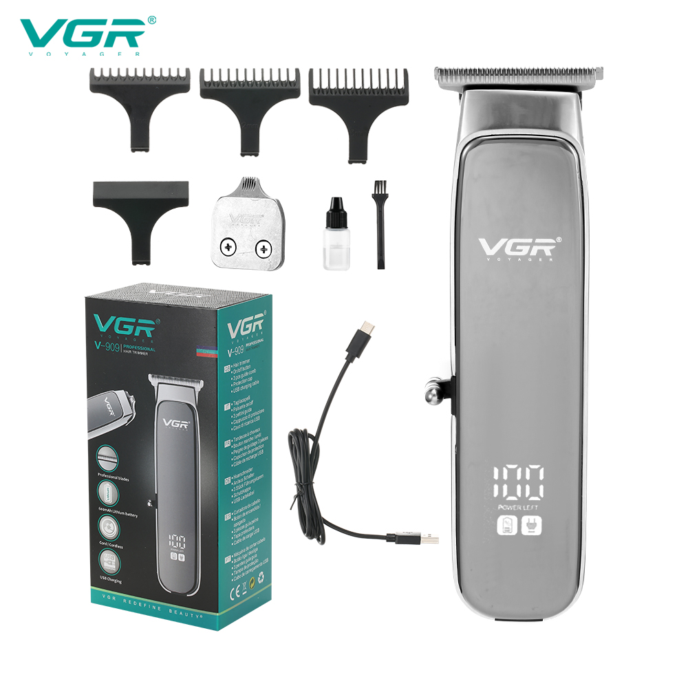 VGR909 2-in-1 digital oil head electric clipper USB charging household portable and simple metal electric hair clipper
