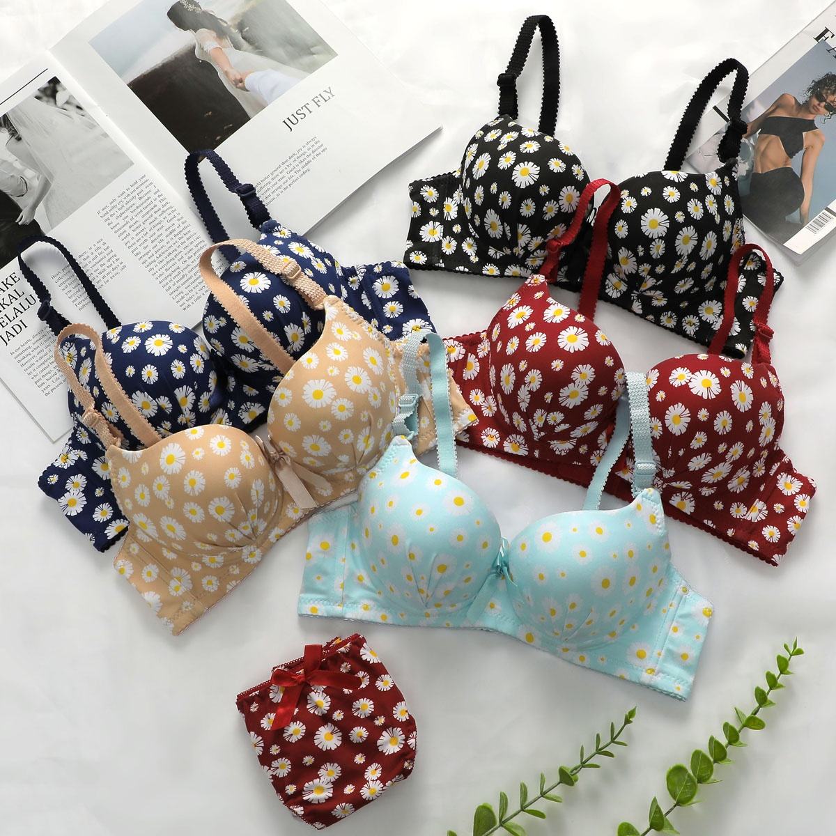 Olivia's Night cross-border new lingerie women's Comfort, European and American sizes, high-quality custom factory, new best-selling printed women's steel ring gathering bra