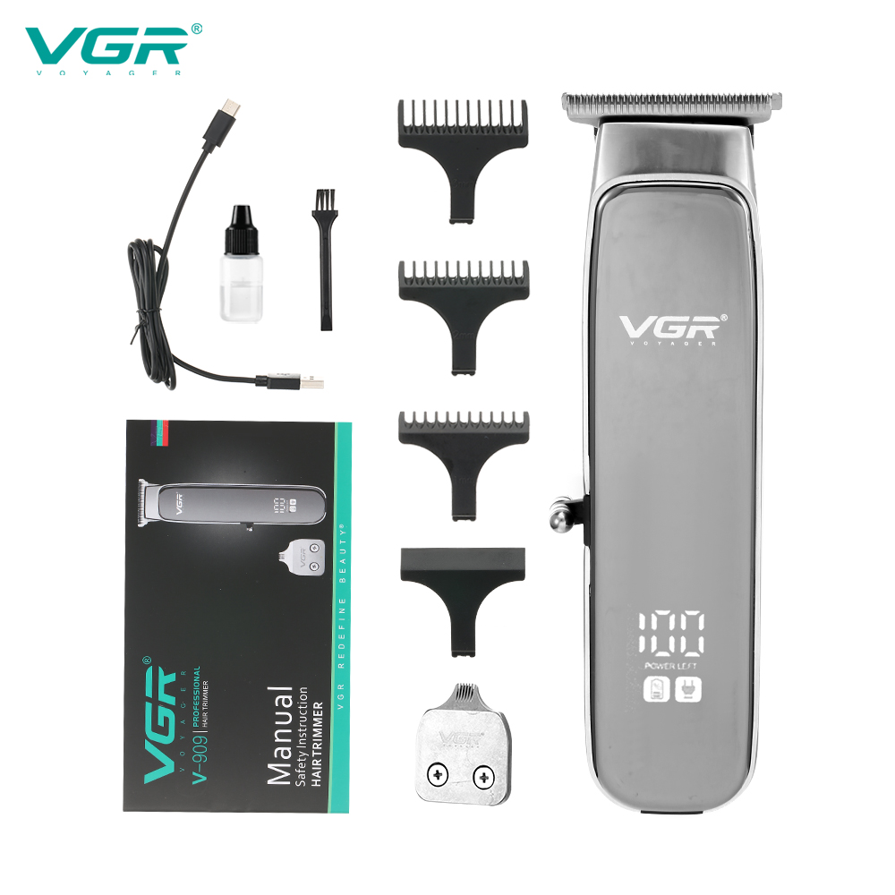 VGR909 2-in-1 digital oil head electric clipper USB charging household portable and simple metal electric hair clipper Item Picture