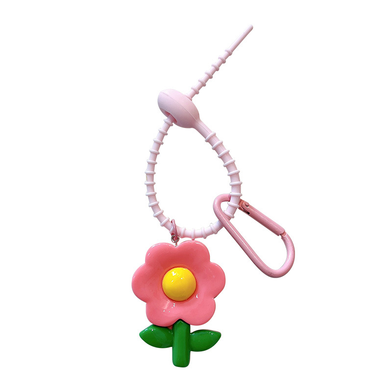 ins树脂花朵钥匙扣创意个性，链条硅胶绳包包挂件时尚车钥匙链详情图7