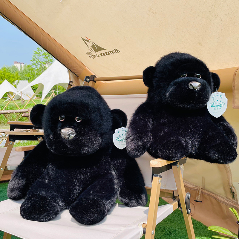 A realistic black diamond plush toy, an ugly and cute toy, the same style of chimpanzee in the zoo, a best-selling plush toy details Picture
