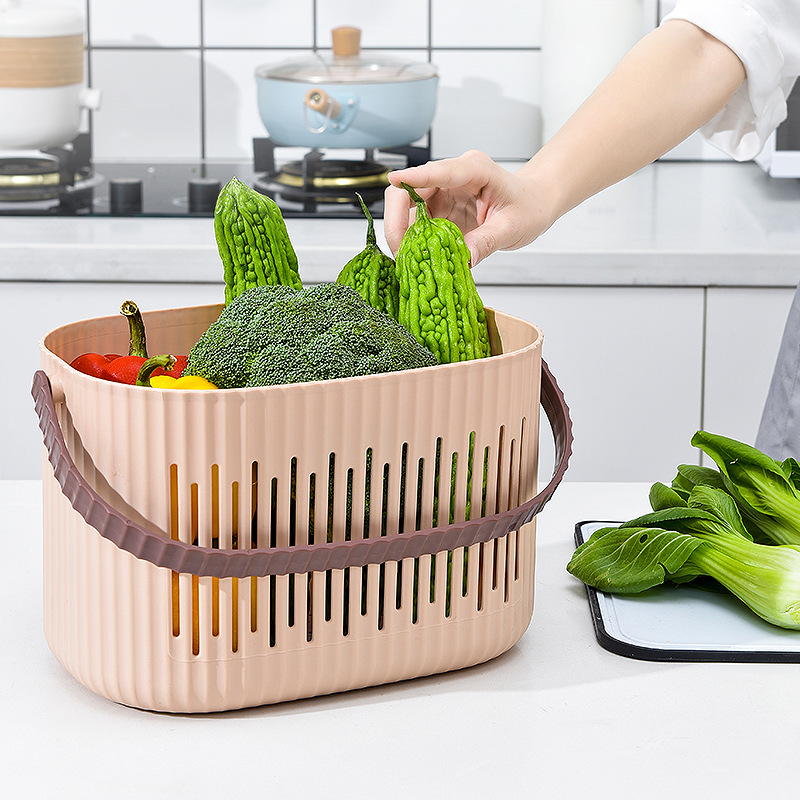 K03-8028 Bathroom Storage Blue Hand-held Bathroom Blue Fruit and Vegetable Storage Blue Draining Blue Multi-functional storage basket hand-held frame