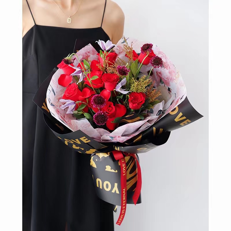 Flower wrapping paper, love waves detail image 3