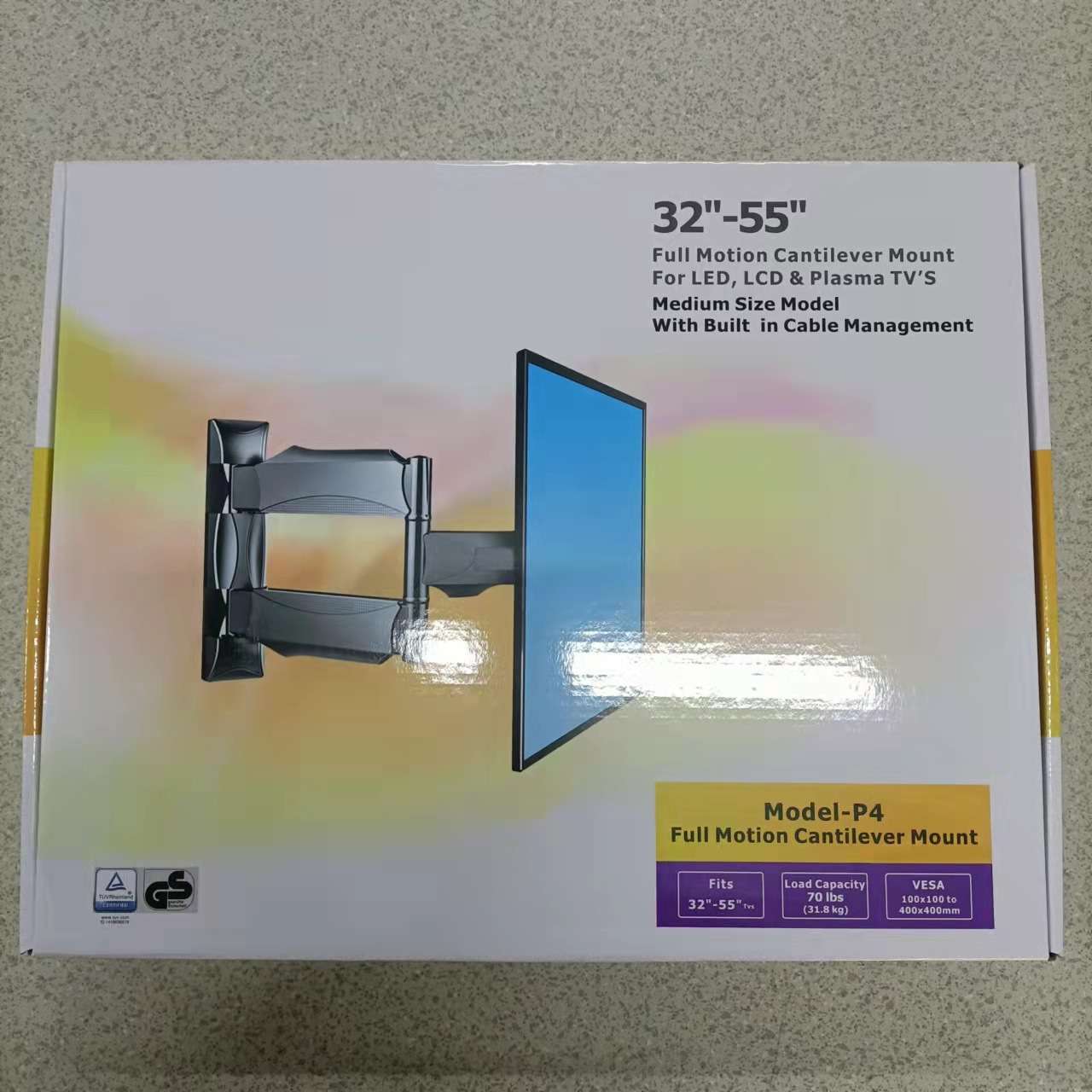 外贸批发厂家直销，电脑液晶显示器支架，壁挂旋转可伸缩电视机挂架，万向挂墙架子通用14-42-55。产品图