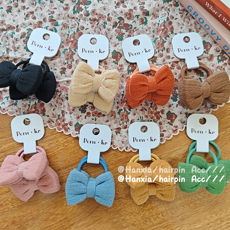 New autumn and winter fabric bow solid color hair band, versatile for children, ponytail elegant hair tie, hair band and hair accessory