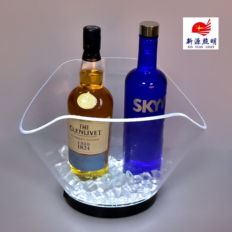 新款特色创意高档PS高透发光塑料桶斜口酒吧KTV冰酒桶装冰桶