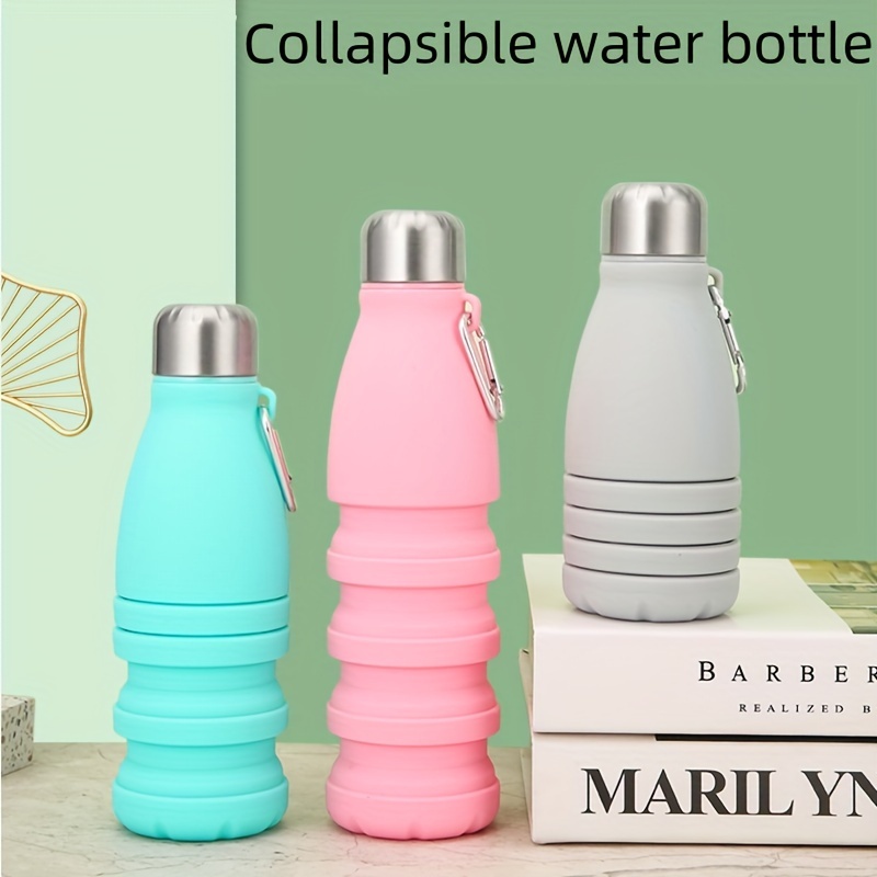 Silicone folding water cup, outdoor portable sports water cup, steel lid telescopic cup, creative anti-drop water bottle details Picture