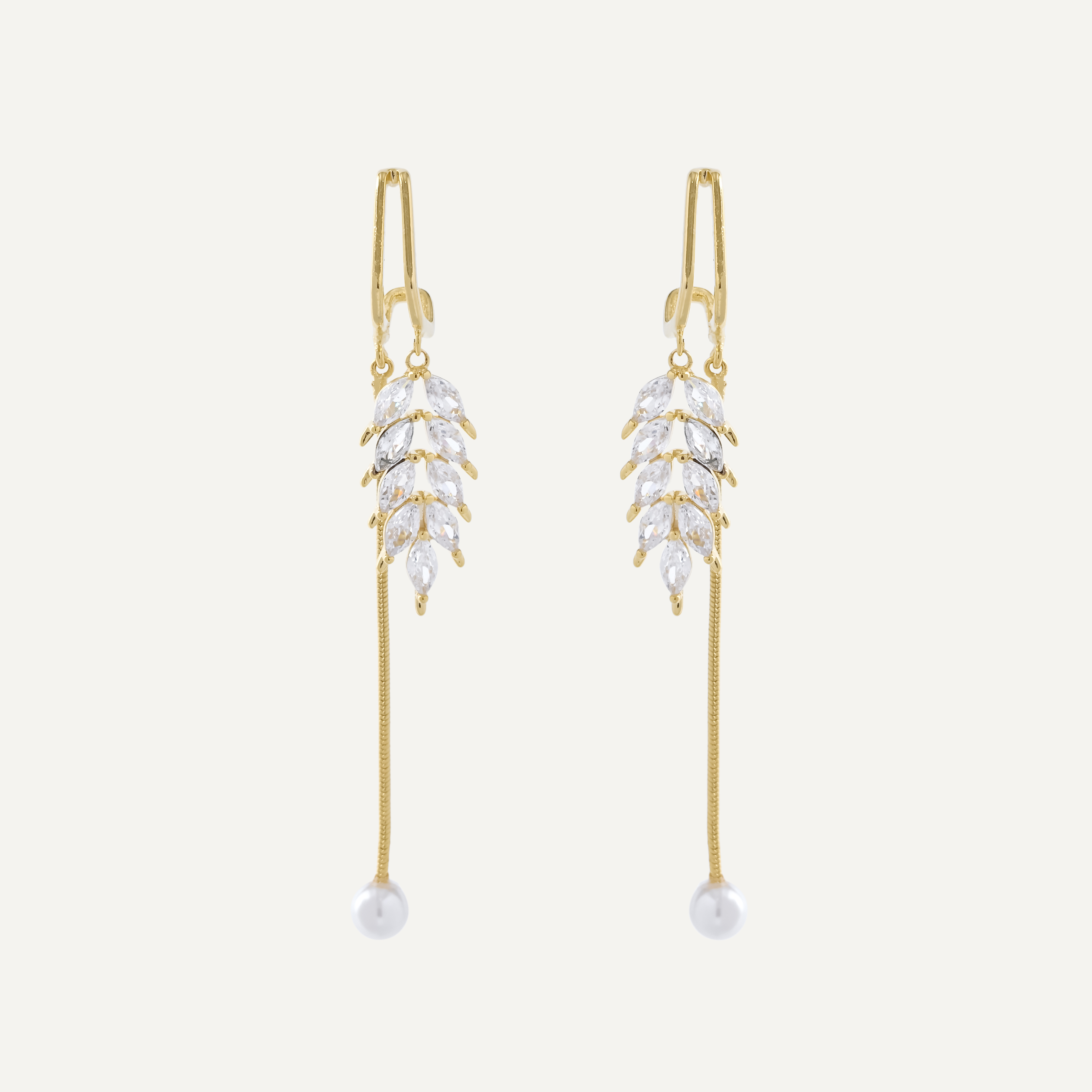 Xuhui brand's light luxury, fashionable and versatile 925 silver needle copper plated with real gold and zircon geometric wheat ear stud earrings full figure