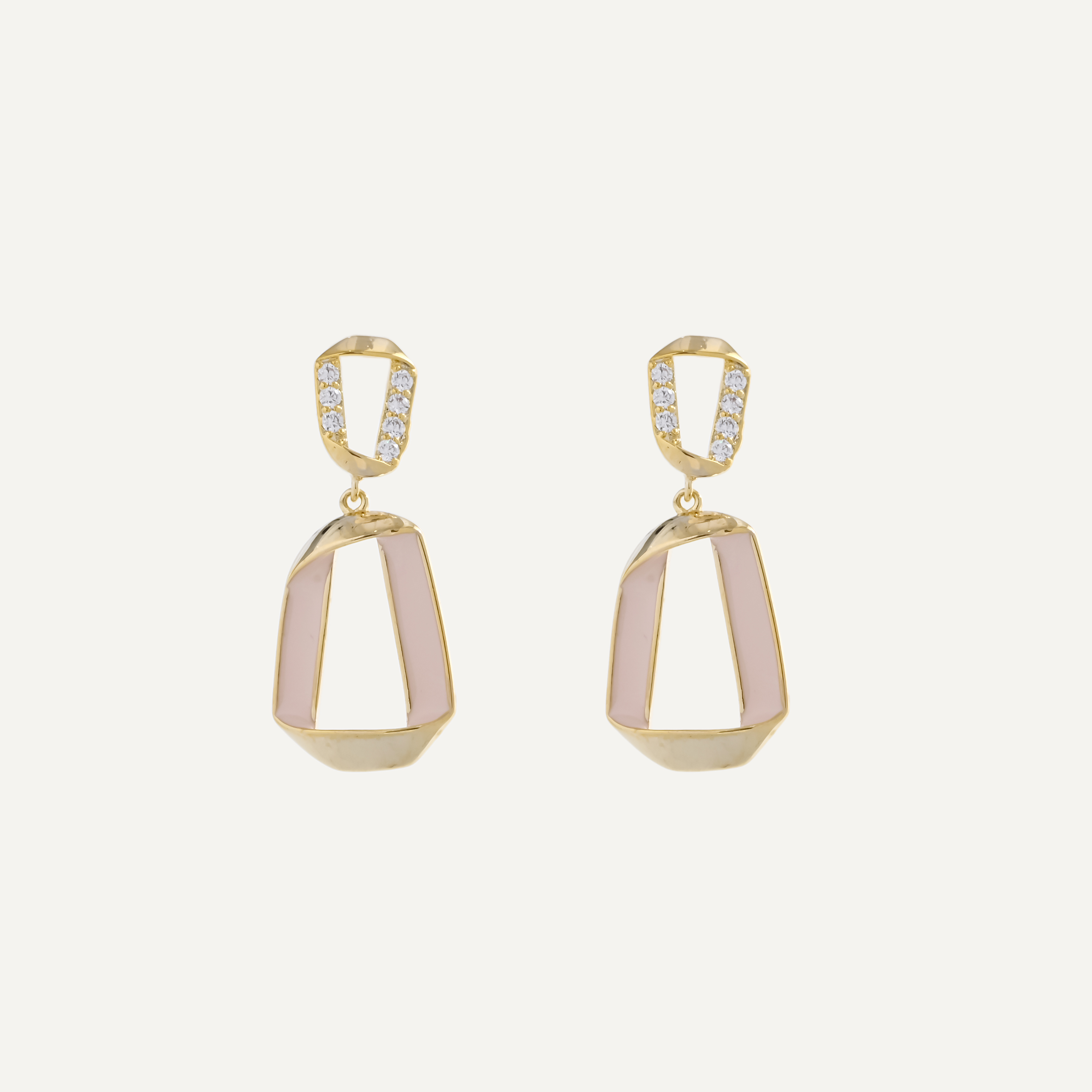 Xuhui brand's light luxury, fashionable and versatile 925 silver needle copper plated with real gold and zircon geometric lacquered stud earrings full figure