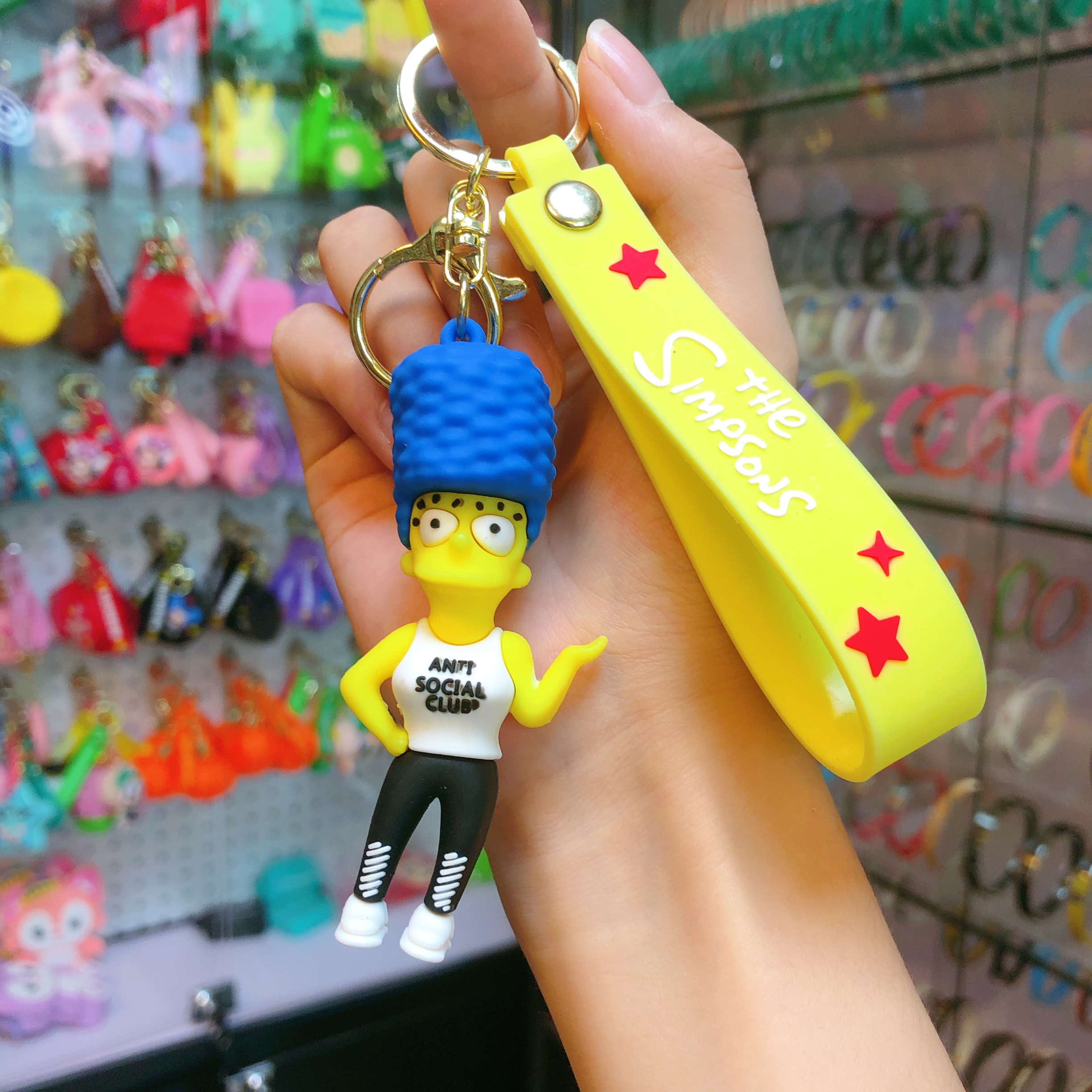 Simpson cartoon key chain dolls, cute couple pendants, small trinkets, plush toys, bag pendants, car key chains Item Picture