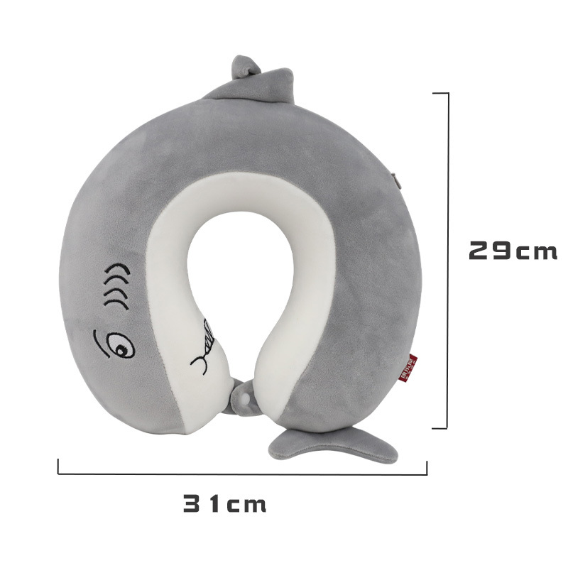 Order memory foam Shark U-shaped pillow, Kanglewu Cartoon Shark cute animal neck pillow, car neck wholesale order Specification image