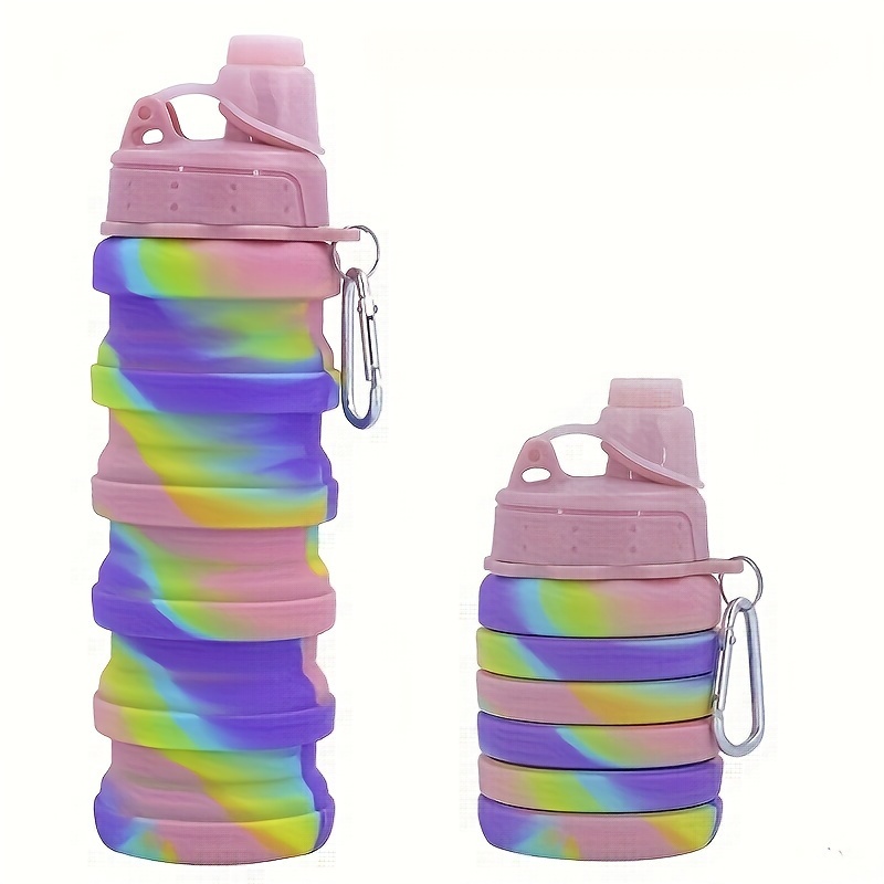 Silicone foldable water cup, outdoor high-temperature resistant sports water bottle with lid, portable gift water cup details Picture