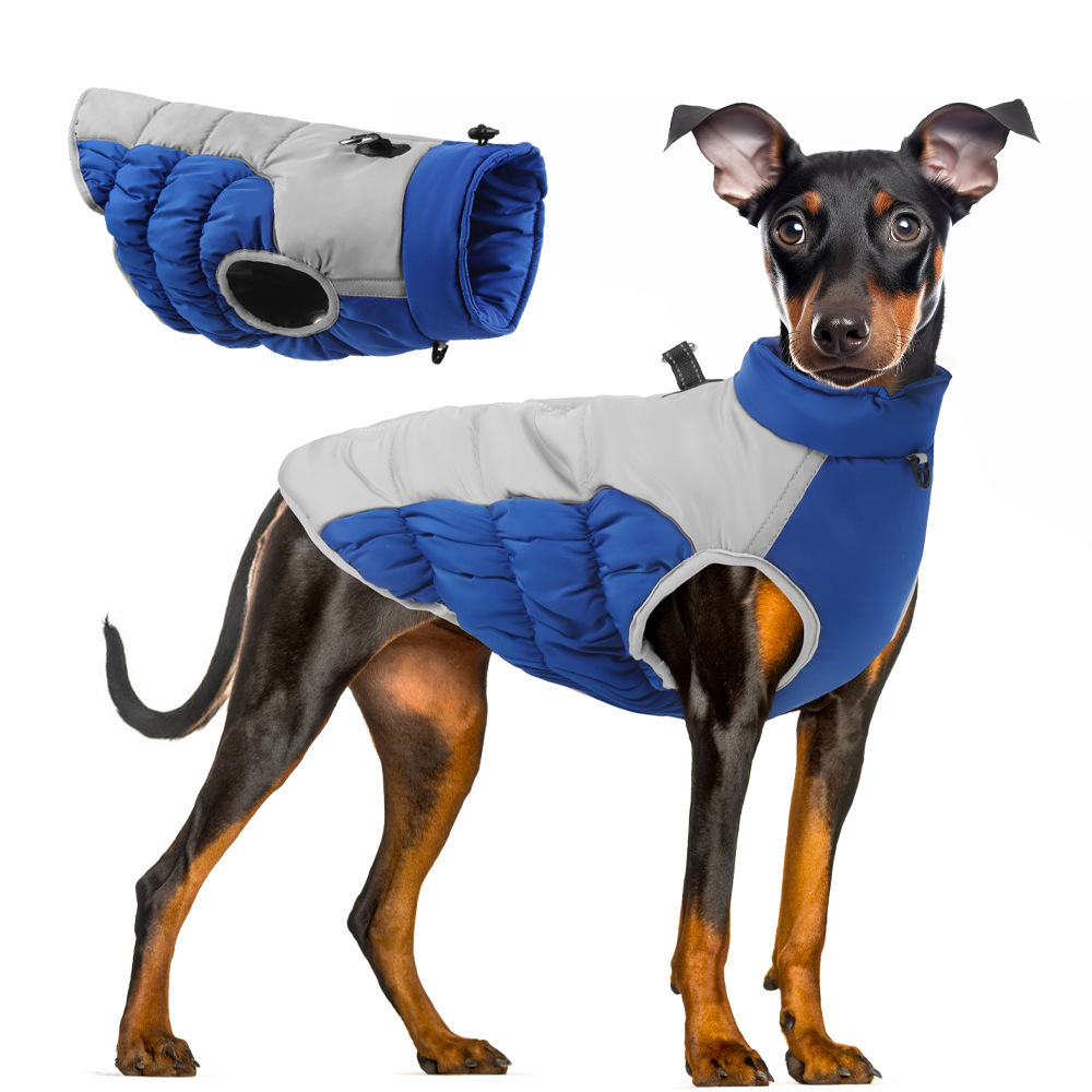 The new autumn and winter warm, waterproof and windproof vest of T can be pulled by dogs. It is a medium to large-sized thickened reflective coat for Shiba Inu and Golden Retriever