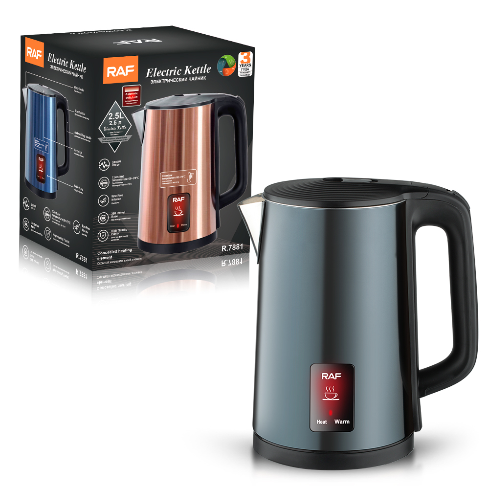 RAF European standard cross-border electric kettle, heat preservation and constant temperature kettle, automatic power-off, stainless steel kettle, 2.5L large capacity R.7881 Specification image