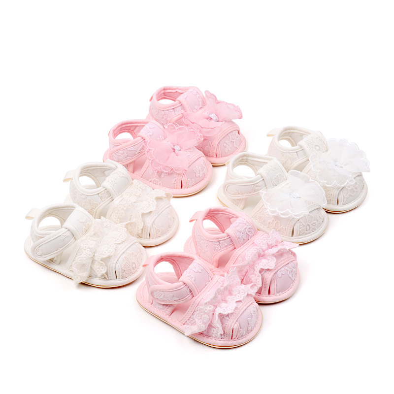 Summer lace sandals for infants and young children, soft-soled toddler shoes, new style, 0-1 year old girls, cute closed-toe casual sandals details Picture
