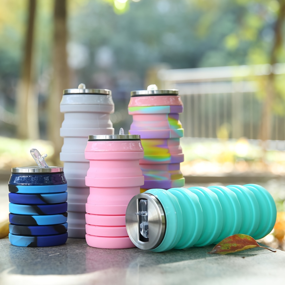 Silicone collapsible and stretchable sports water bottle, outdoor travel collapsible camouflage water cup