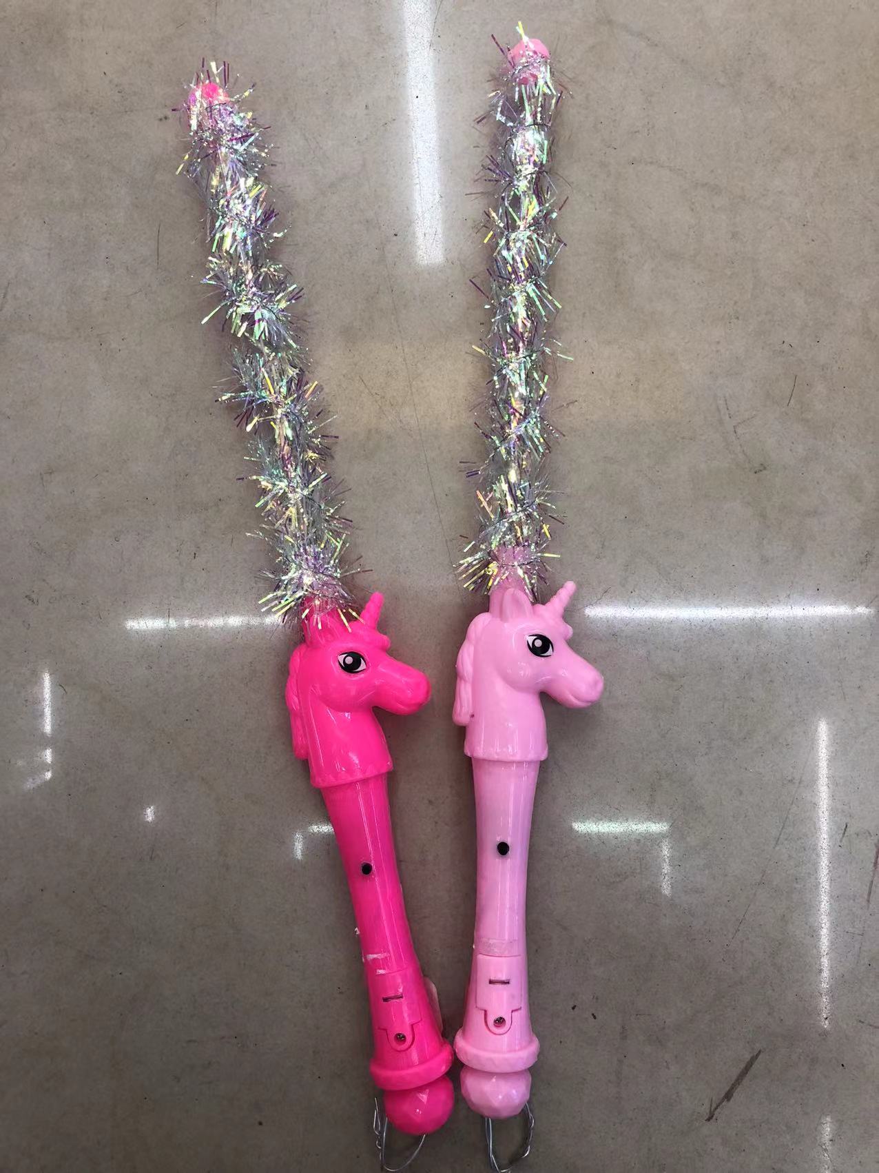 塑料独角兽金丝闪光棒儿童玩具