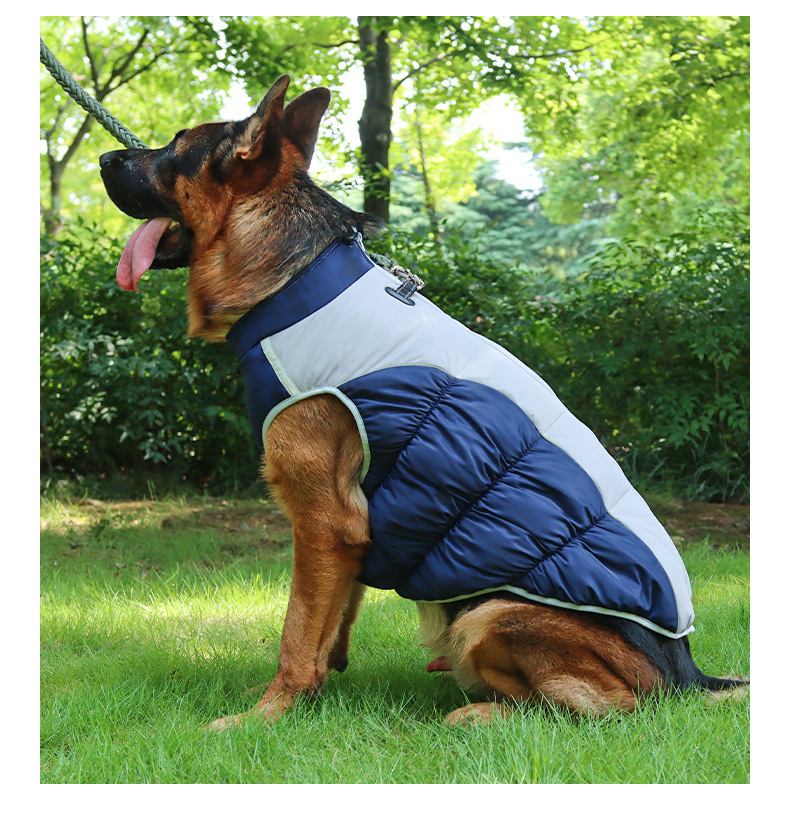 The new autumn and winter warm, waterproof and windproof vest of T can be pulled by dogs. It is a medium to large-sized thickened reflective coat for Shiba Inu and Golden Retriever pic 11