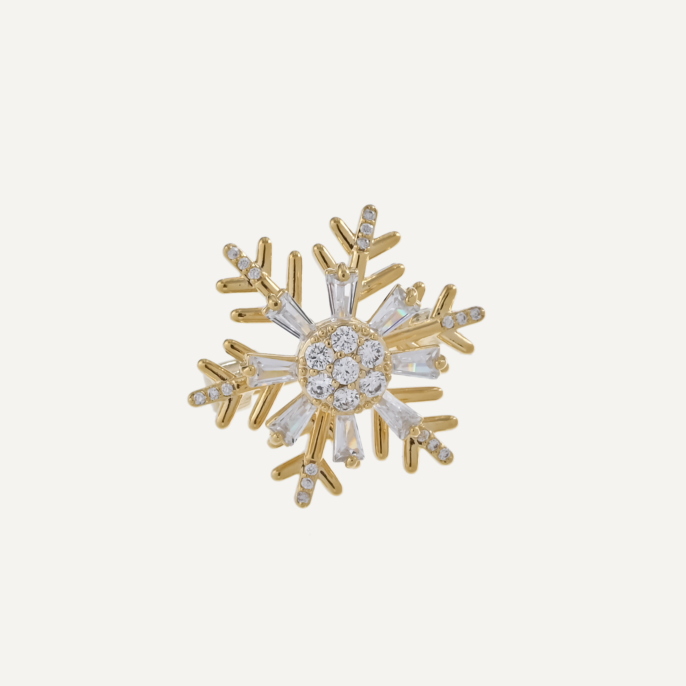 旭晖品牌铜镀真金镶锆石雪花可转动胸针别针装饰时尚百搭胸饰配饰品女款多款可选