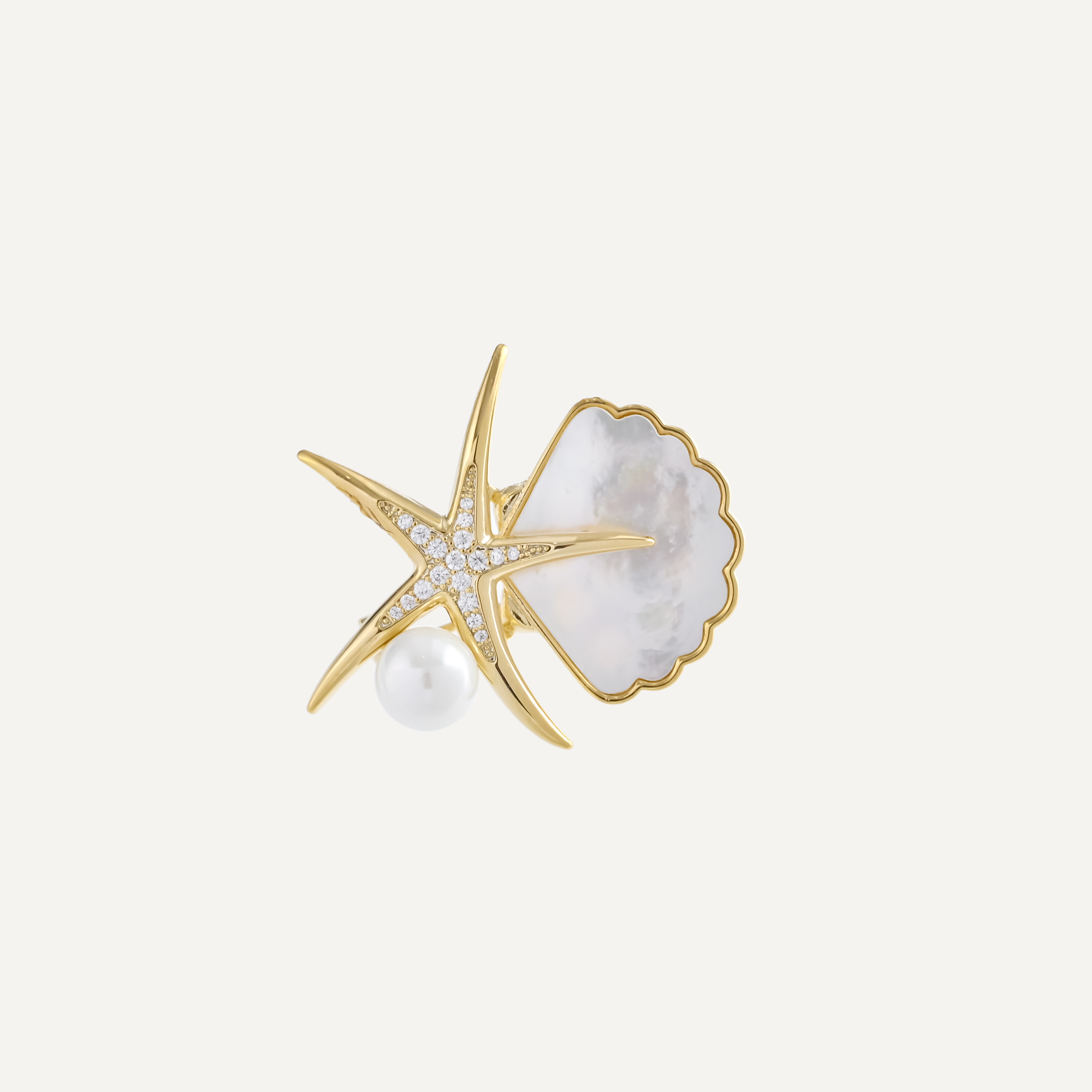 Xuhui brand premium copper plated with real gold, set with zircon and natural mother-of-pearl, fashionable and trendy high-quality brooch full figure