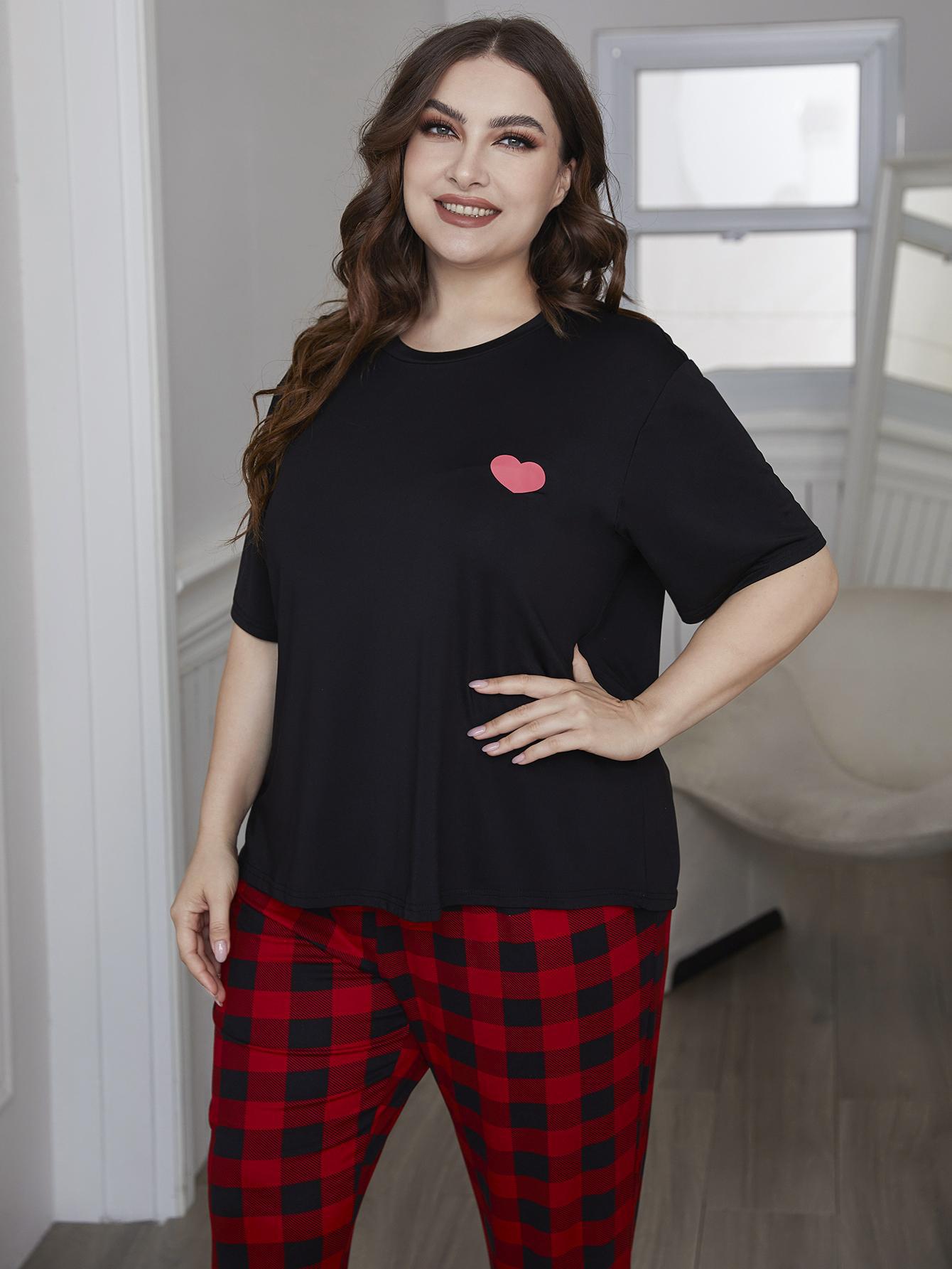 T跨境欧美大码女式睡衣春秋季短袖长裤家居服套装外贸独立站亚马逊t详情8