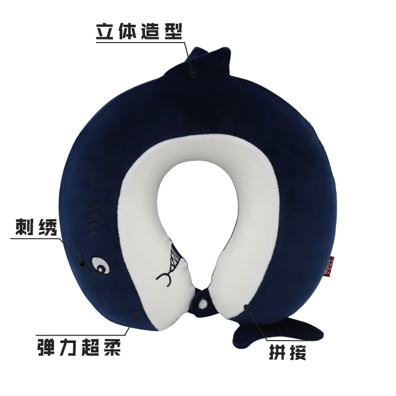Order memory foam Shark U-shaped pillow, Kanglewu Cartoon Shark cute animal neck pillow, car neck wholesale order details Picture