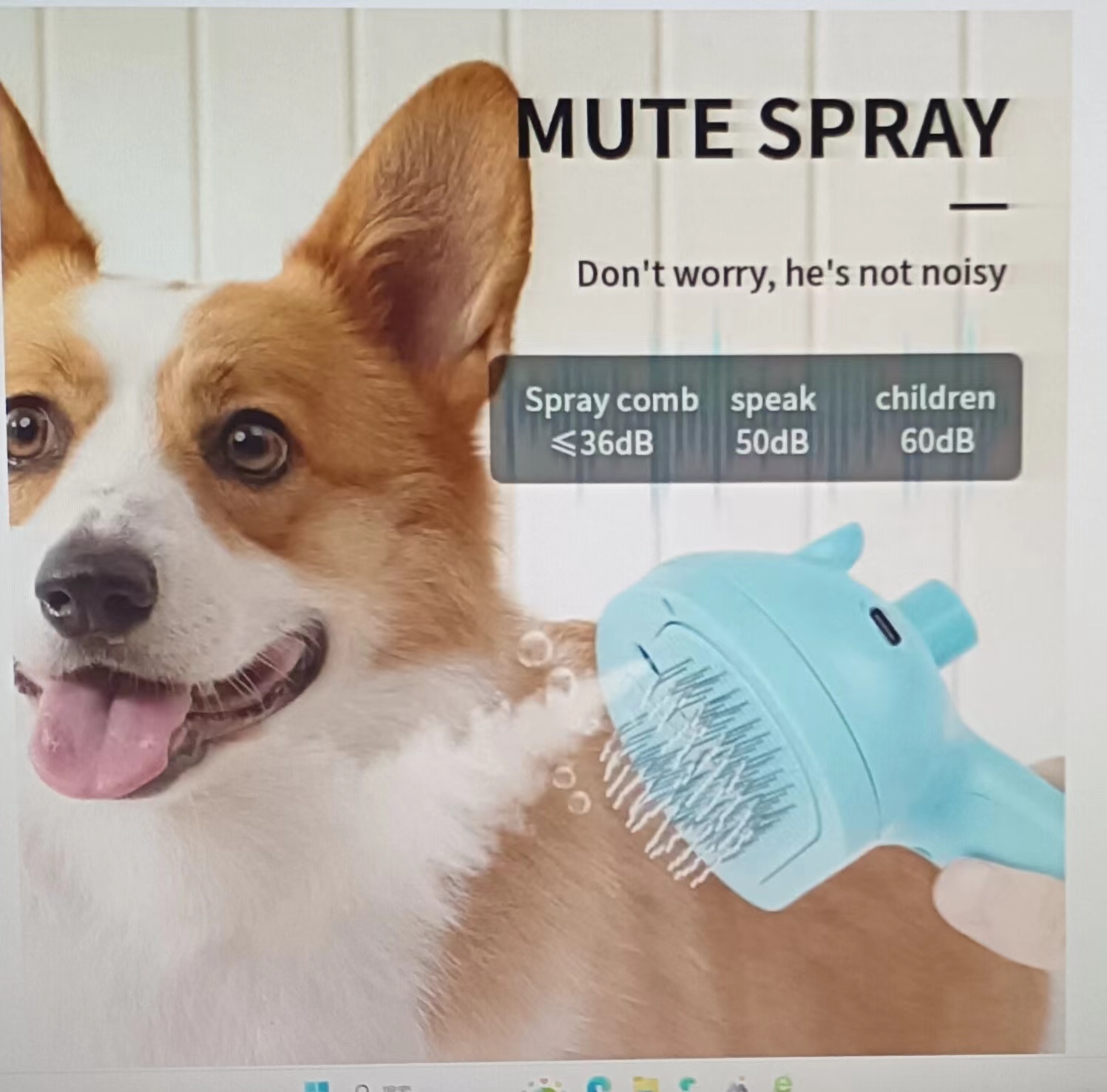 Pet blue light spray brush, pet comb brush, gently removes hair without harming the skin Specification image